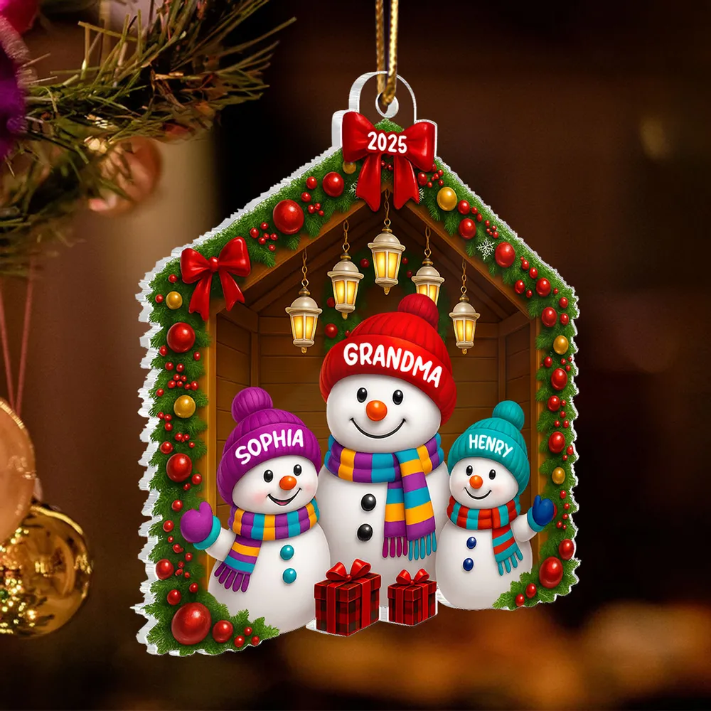 Snowman Grandma & Grandchild Acrylic Ornament – Heartwarming Christmas Gift for Grandparents & Family - Image 3