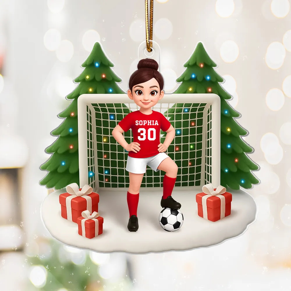 Soccer Acrylic Ornament – Sporty Holiday Gift for Football Lovers, Festive Christmas Tree Decoration - Image 2