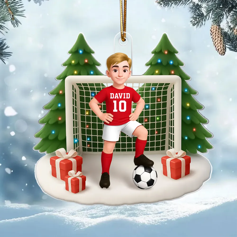 Soccer Acrylic Ornament – Sporty Holiday Gift for Football Lovers, Festive Christmas Tree Decoration - Image 4