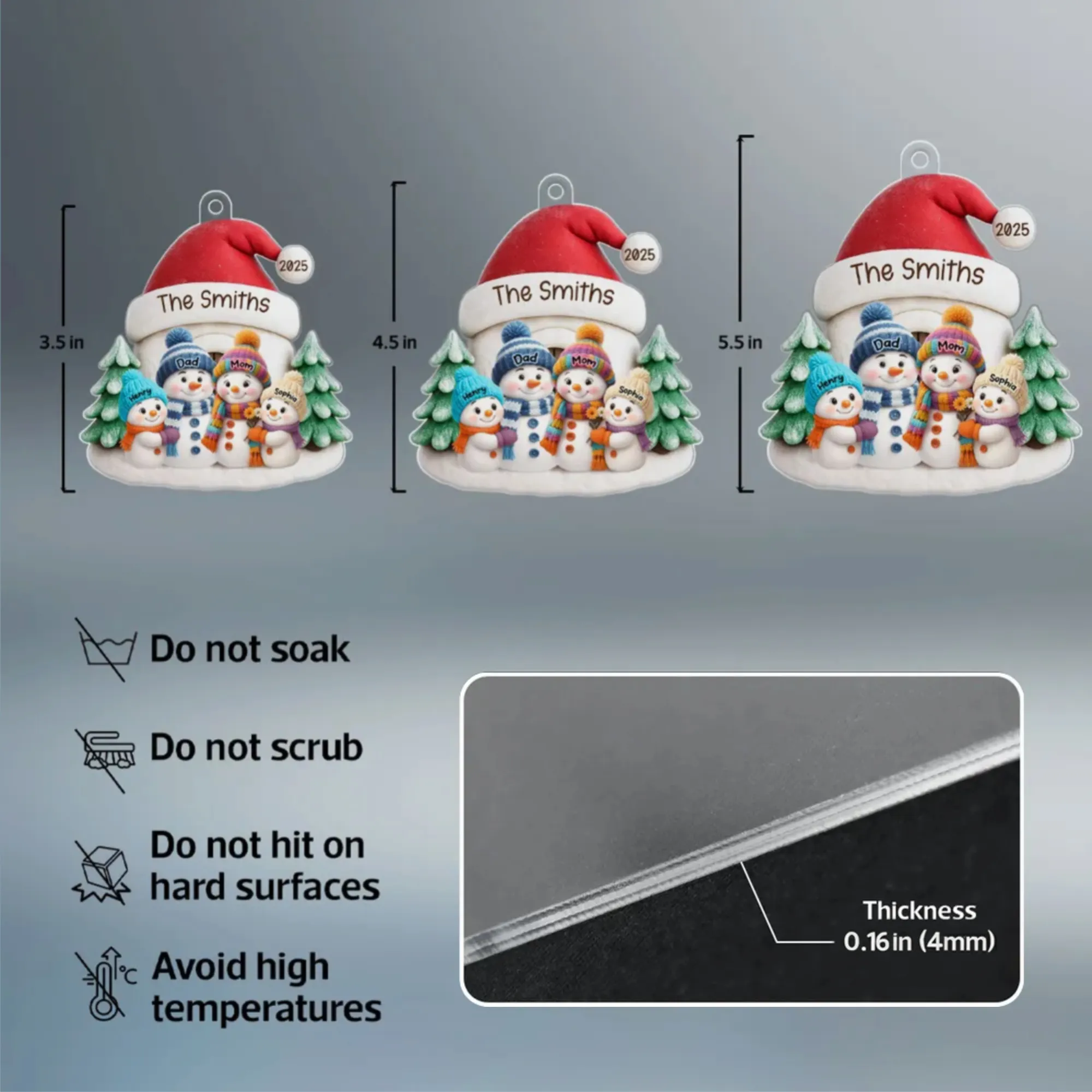 Snowman Family Acrylic Ornament – Heartwarming Holiday Gift for Parents & Kids, Cozy Christmas Decoration - Image 7