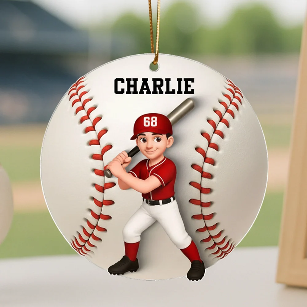 Custom Baseball Player Acrylic Ornament β Personalized Christmas Gift for Baseball Lovers & Teammates - Image 2