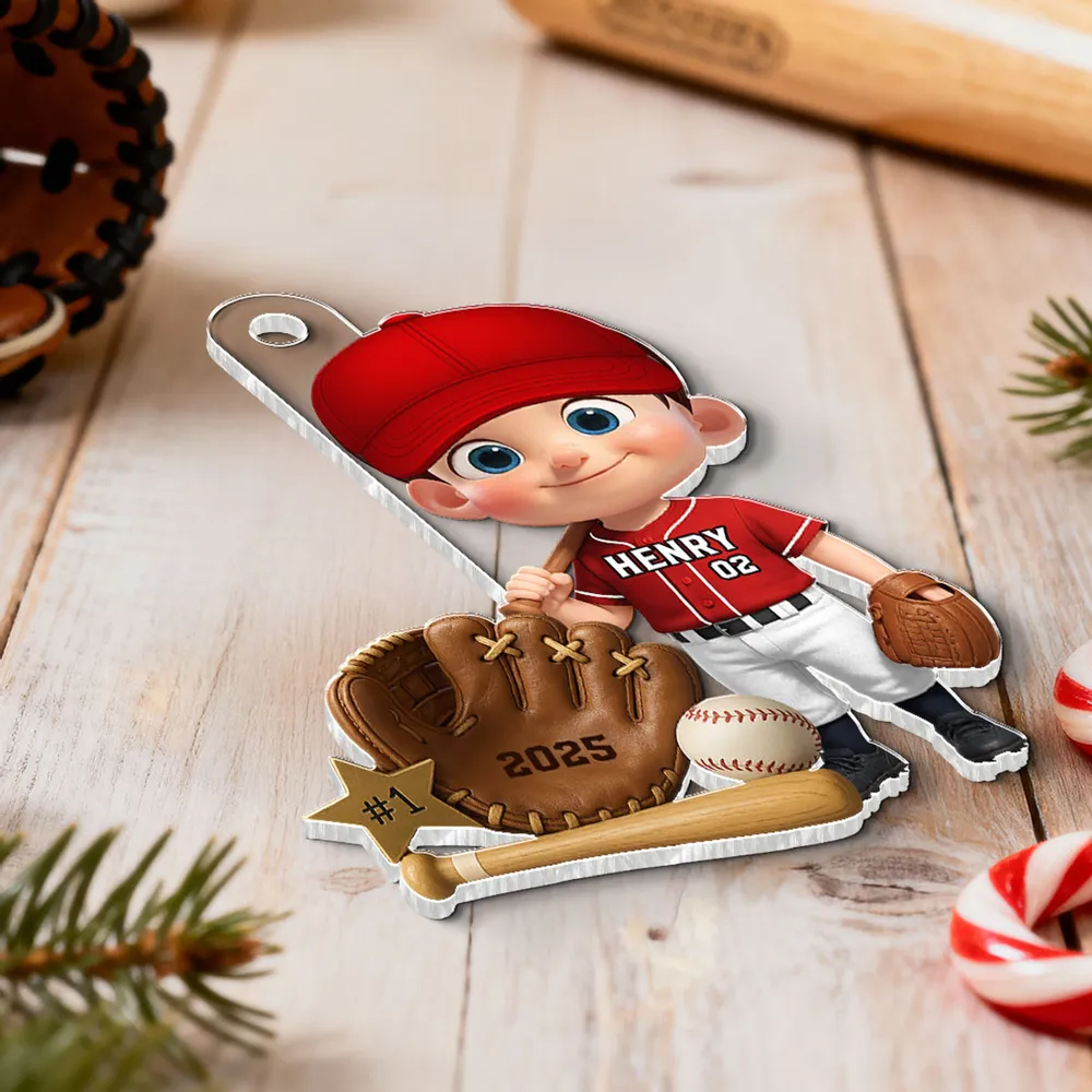 Custom Baseball Player Acrylic Ornament – Perfect Christmas Gift to Celebrate Kids' Passion for Sports - Image 11