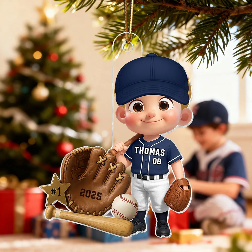 Custom Baseball Player Acrylic Ornament – Perfect Christmas Gift to Celebrate Kids' Passion for Sports - Image 12