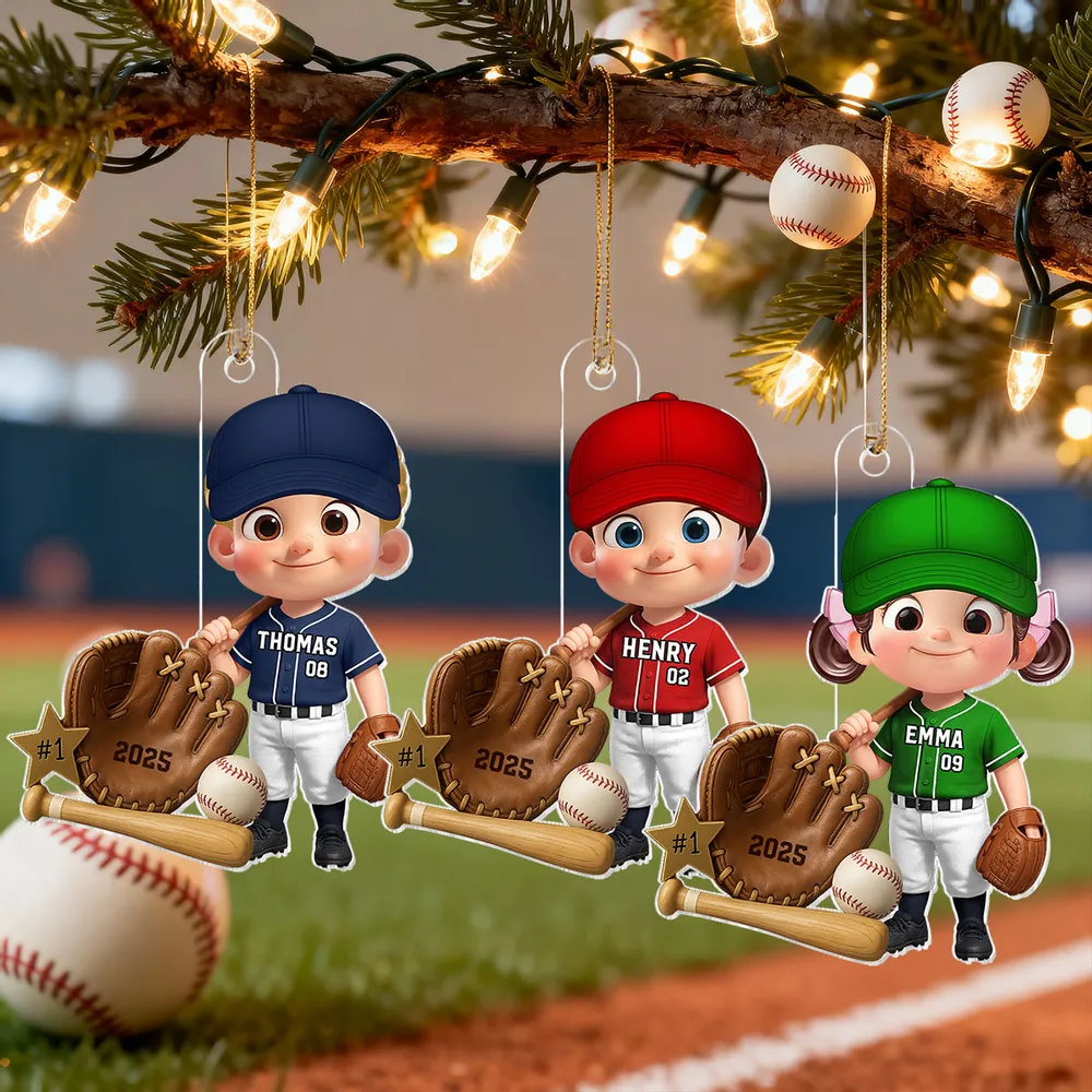 Custom Baseball Player Acrylic Ornament – Perfect Christmas Gift to Celebrate Kids' Passion for Sports - Image 13