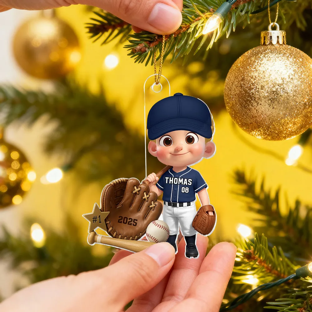 Custom Baseball Player Acrylic Ornament – Perfect Christmas Gift to Celebrate Kids' Passion for Sports - Image 3