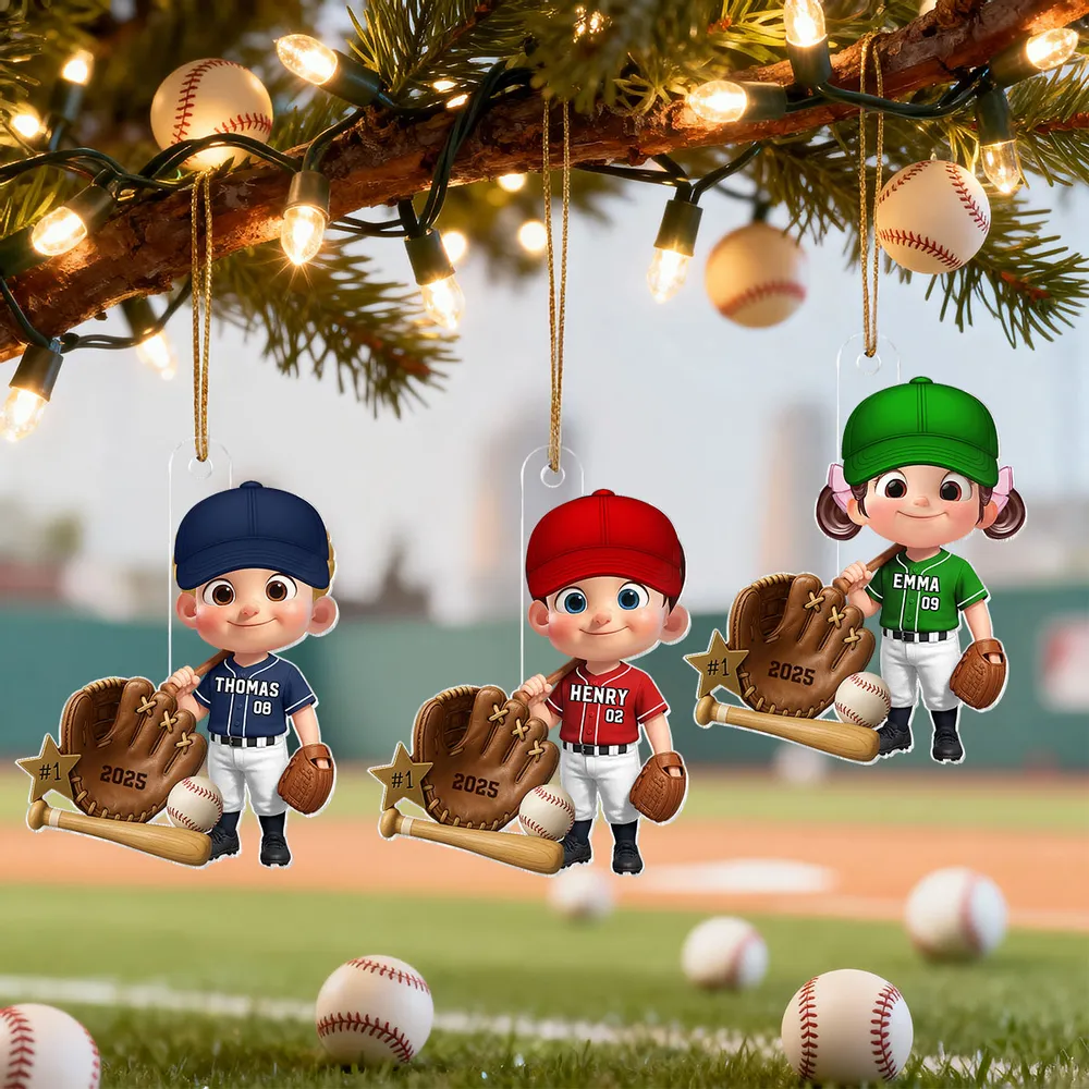 Custom Baseball Player Acrylic Ornament – Perfect Christmas Gift to Celebrate Kids' Passion for Sports - Image 8