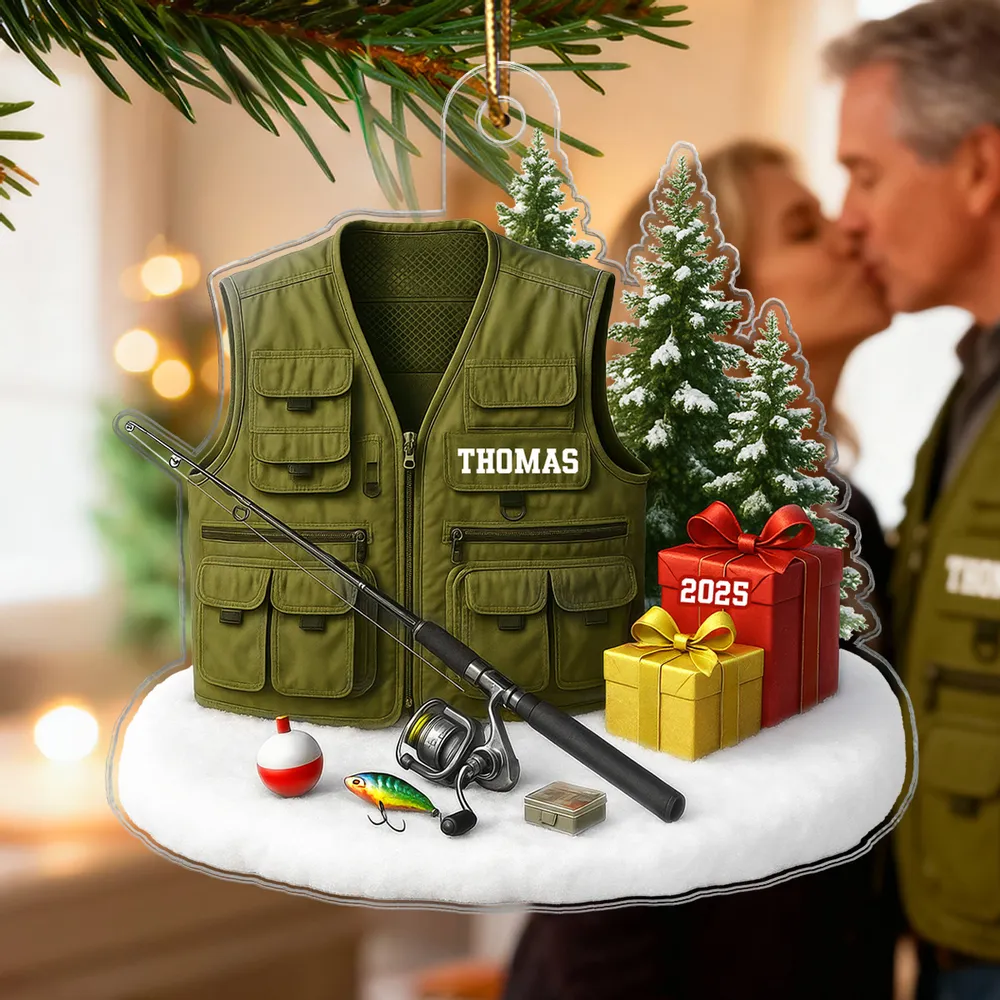 Custom Fishing Vest Ornament for Anglers Xmas Gift - Image 7