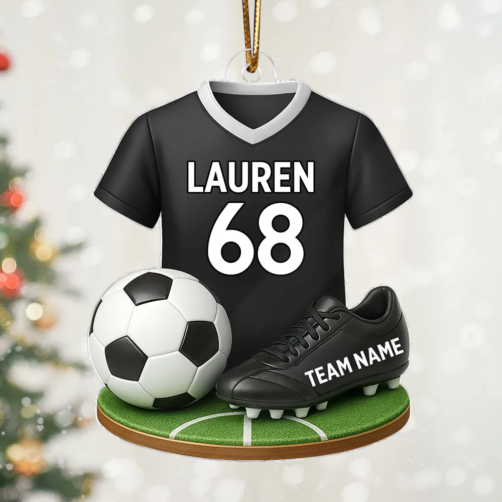 Custom Acrylic Soccer Ornament - Personalized Jersey Keepsake Gift - Image 2