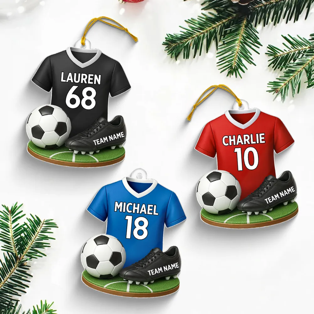 Custom Acrylic Soccer Ornament - Personalized Jersey Keepsake Gift - Image 9