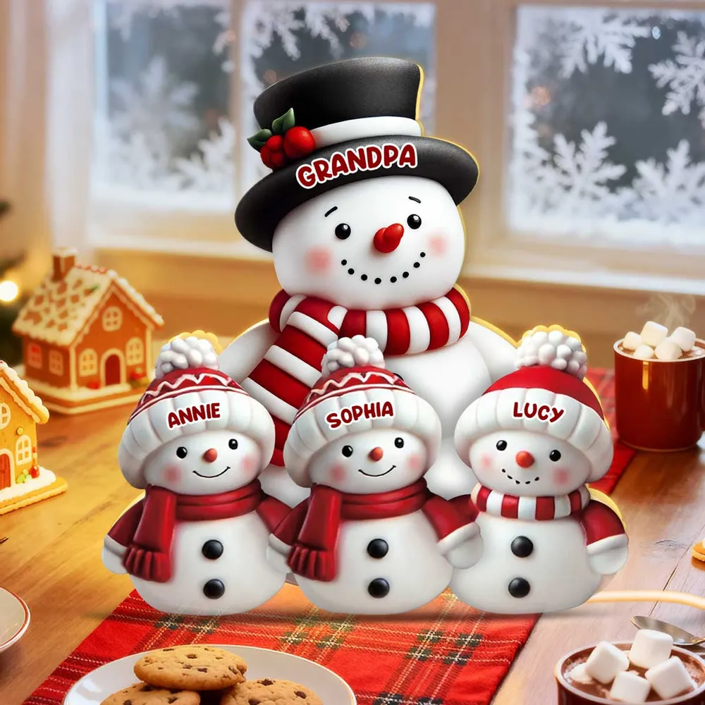 Snowman Family Acrylic Light Box – Cozy Christmas Décor, Heartwarming Gift for Grandparents - Image 2