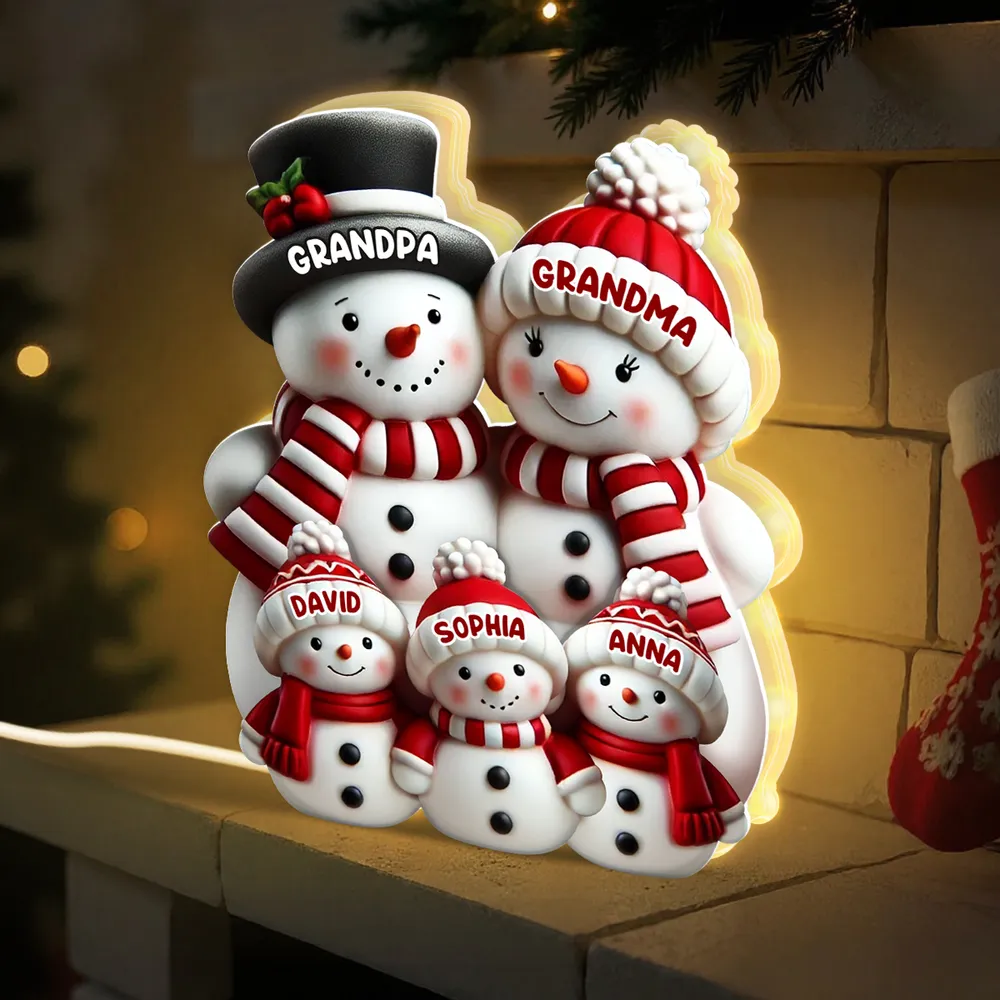 Snowman Family Acrylic Light Box – Cozy Christmas Décor, Heartwarming Gift for Grandparents - Image 3