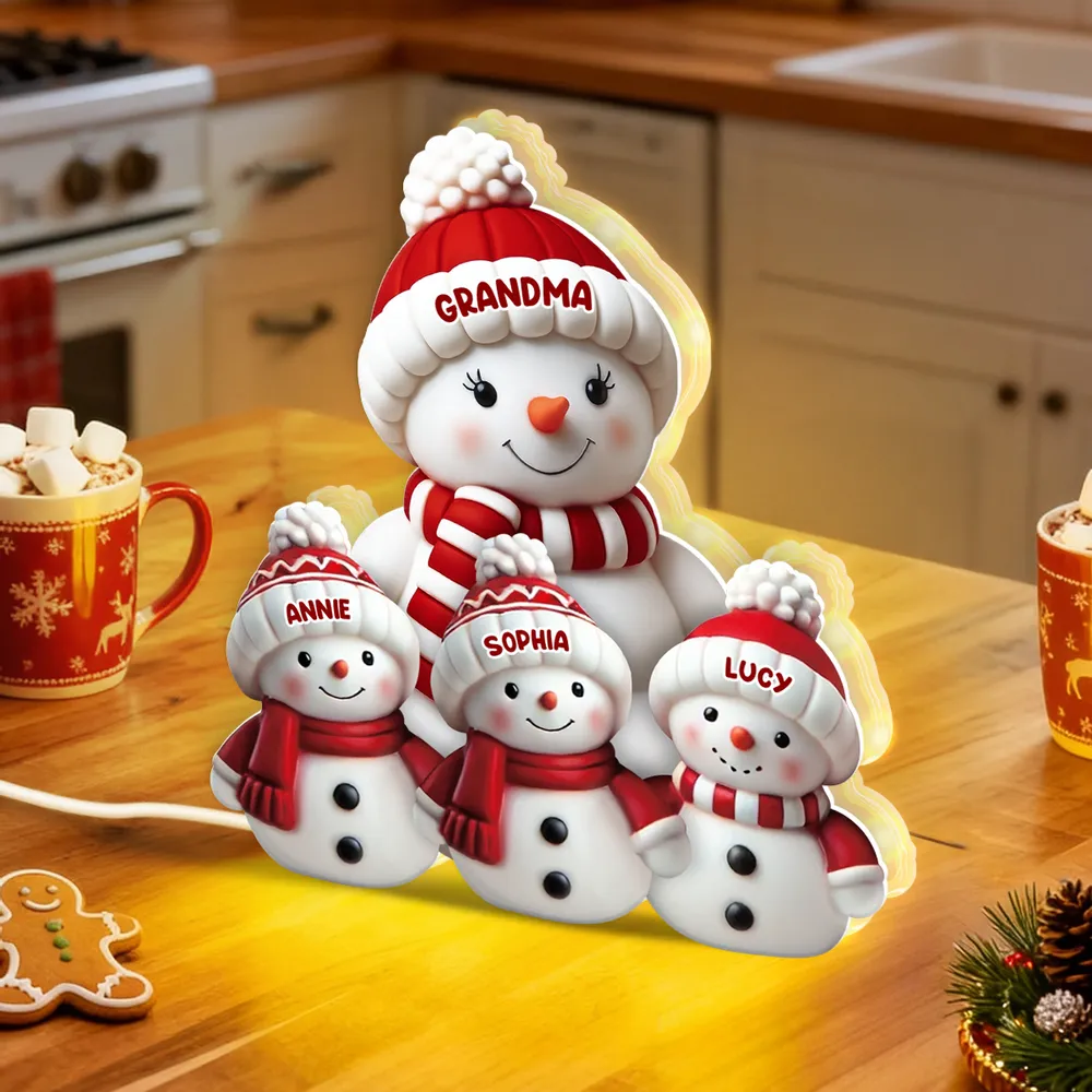 Snowman Family Acrylic Light Box – Cozy Christmas Décor, Heartwarming Gift for Grandparents - Image 4