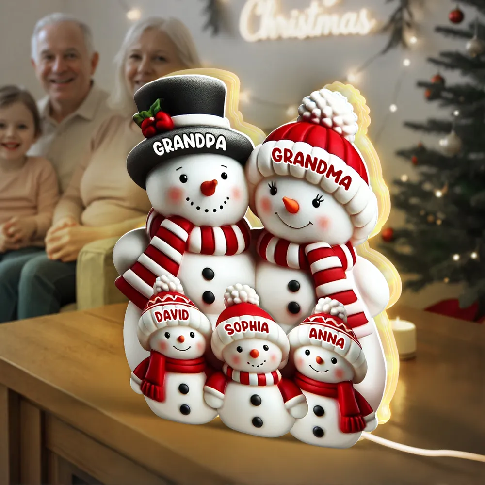 Snowman Family Acrylic Light Box – Cozy Christmas Décor, Heartwarming Gift for Grandparents - Image 6