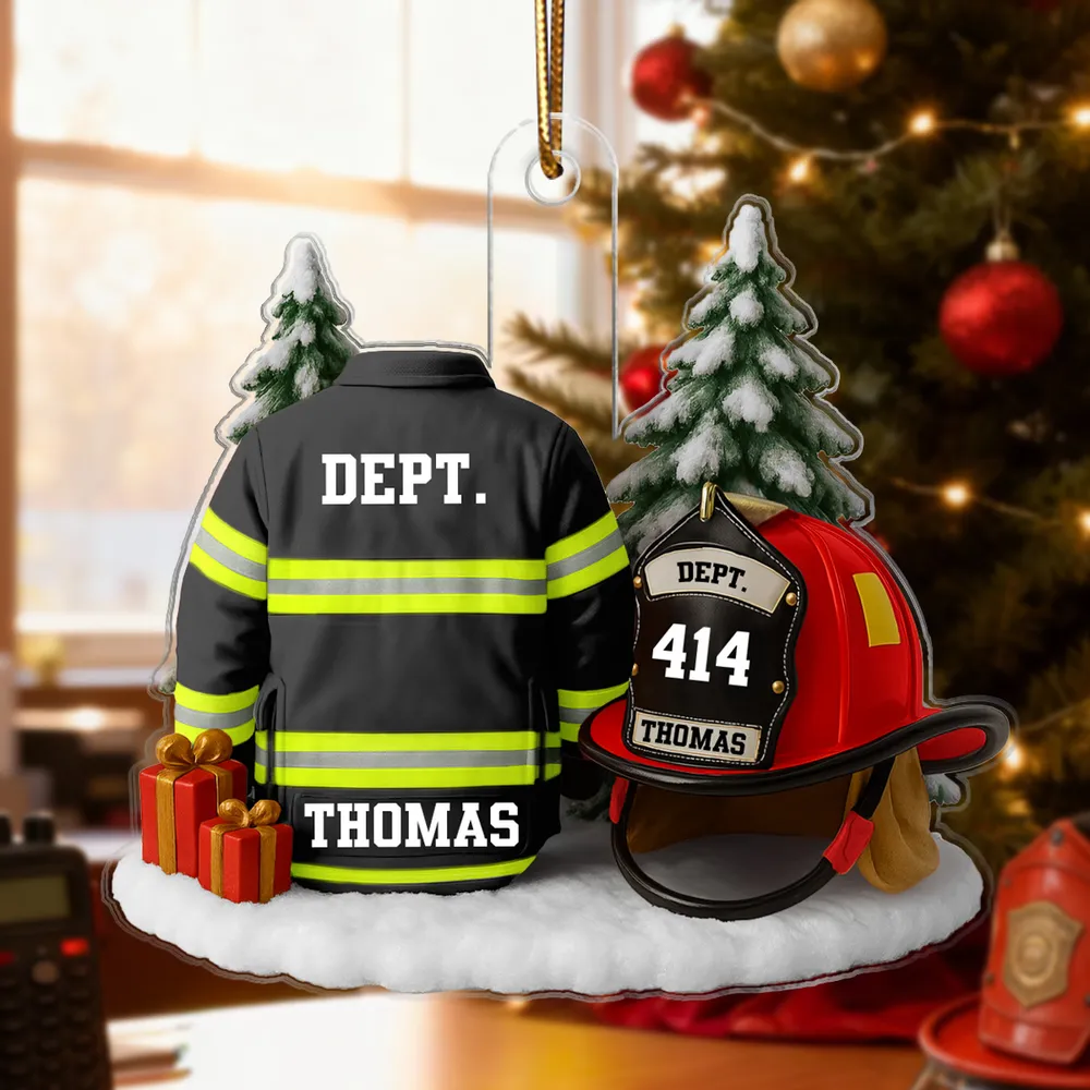 Firefighter Ornament – Fire Jacket and Helmet Design, a Heartfelt Gift Honoring Bravery and Service - Image 3