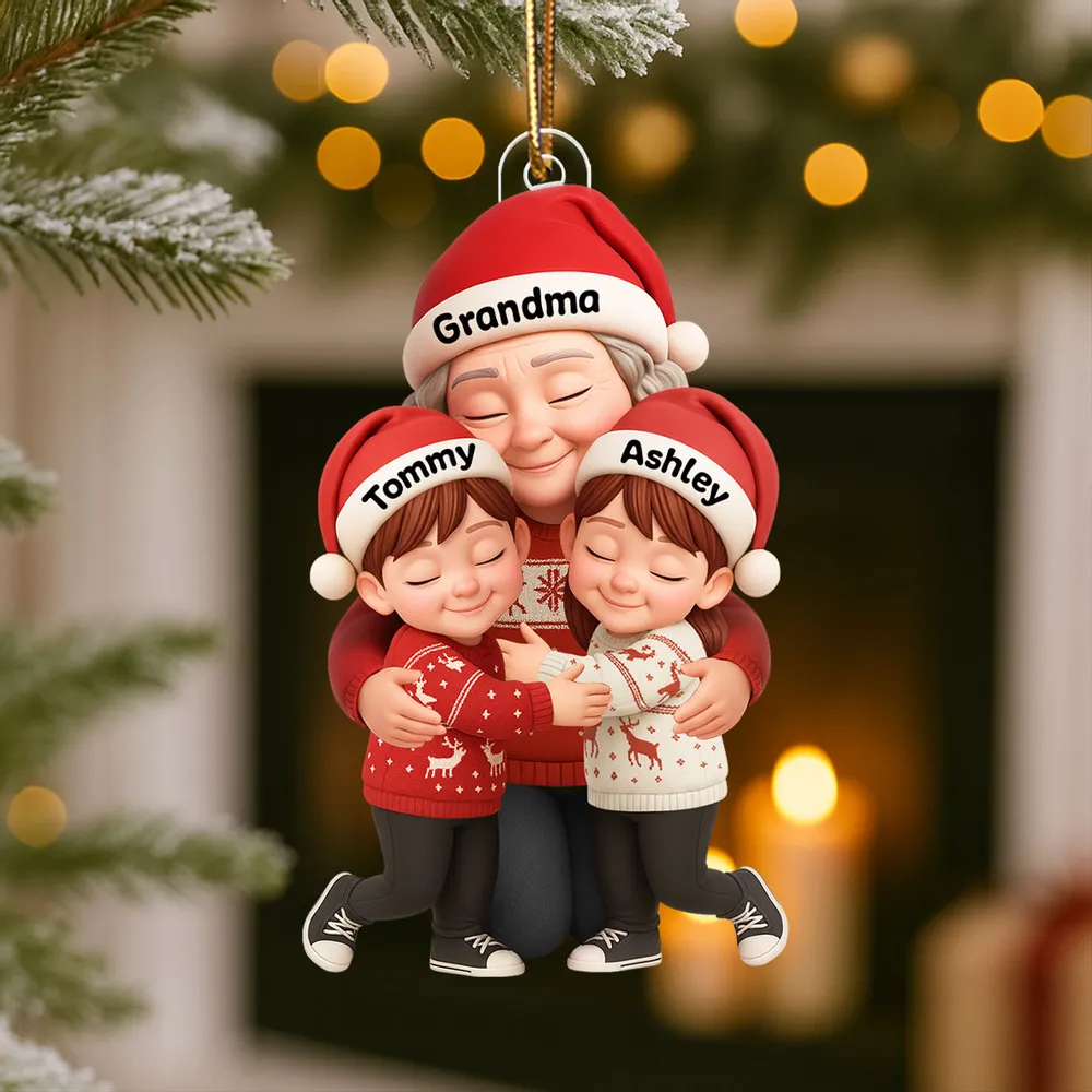 Grandma & Grandkids Christmas Acrylic Ornament – A Heartwarming Gift with Clear Print & Festive Charm - Image 4