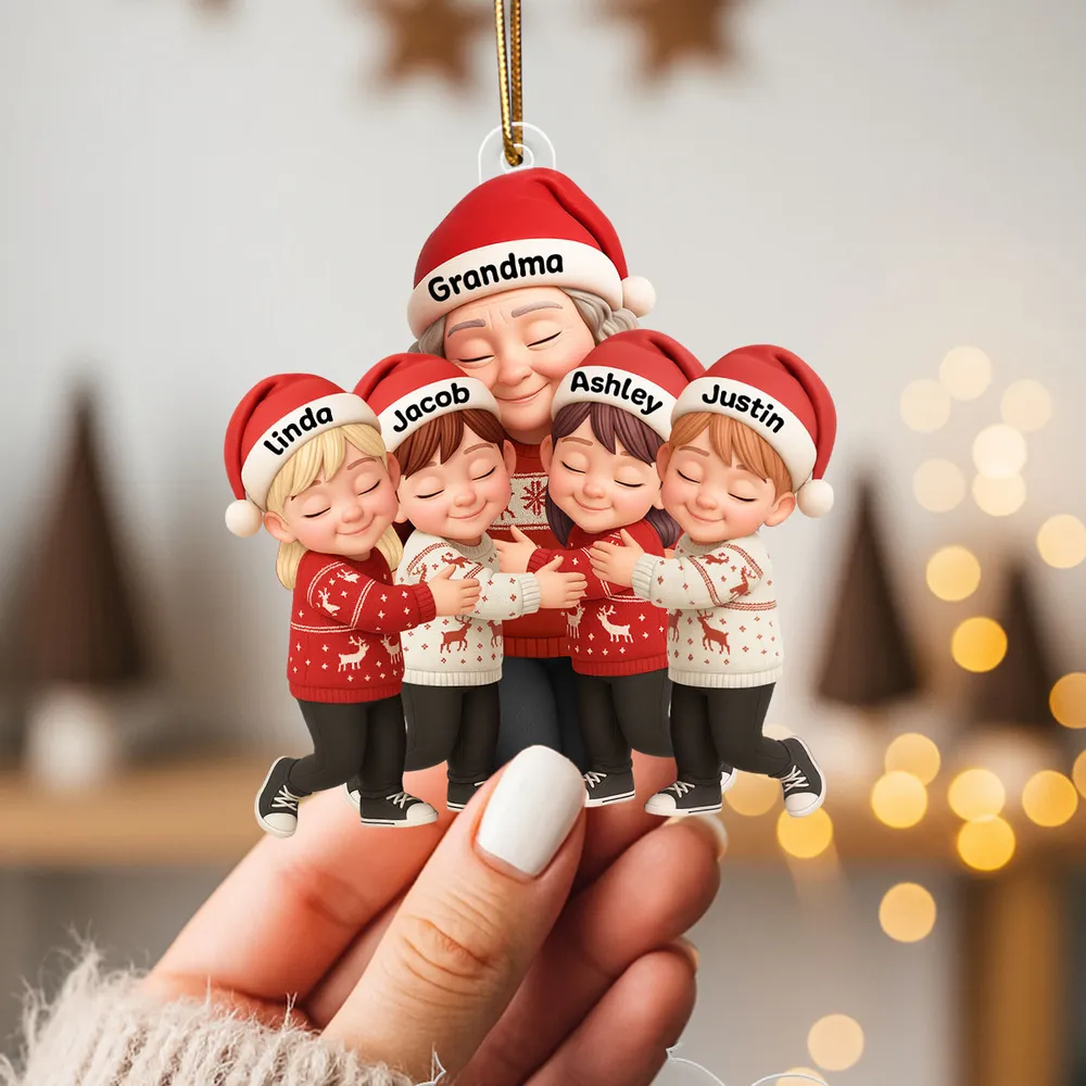 Grandma & Grandkids Christmas Acrylic Ornament – A Heartwarming Gift with Clear Print & Festive Charm - Image 5