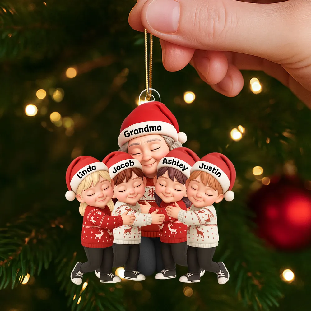 Grandma & Grandkids Christmas Acrylic Ornament – A Heartwarming Gift with Clear Print & Festive Charm - Image 6
