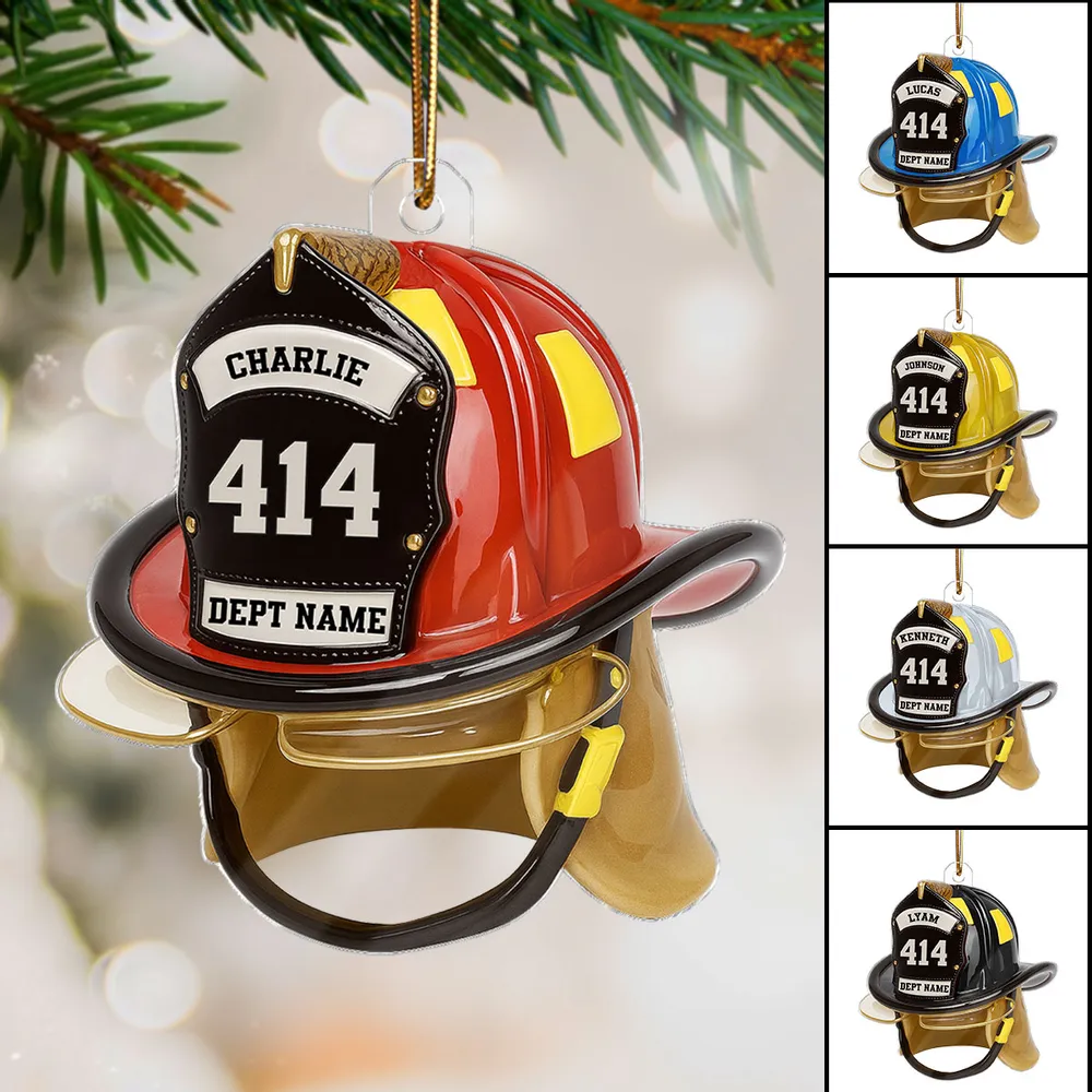 Personalized Firefighter Helmet Ornament – Custom Tribute Gift for Heroes & Families, Acrylic Christmas Decoration - Image 3