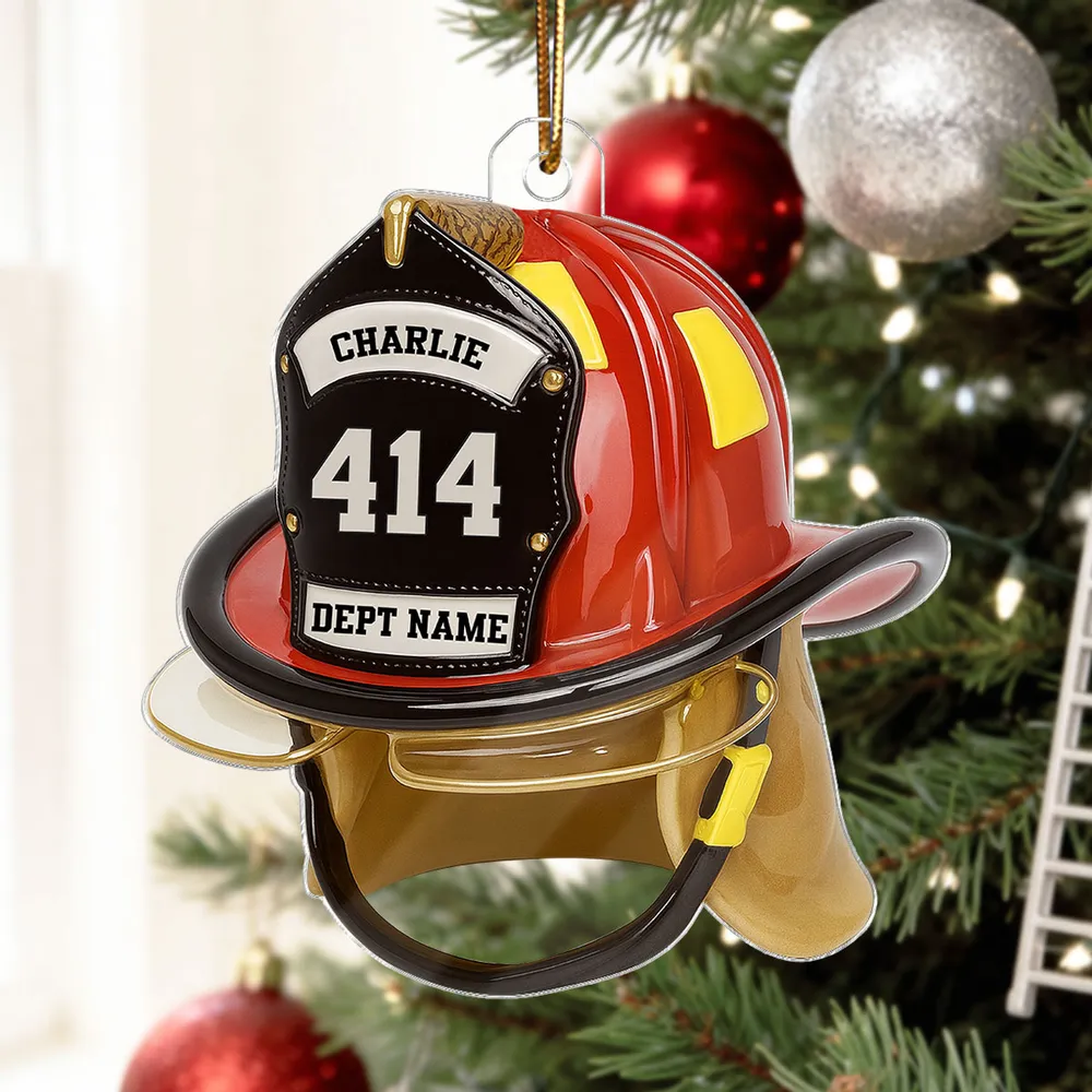 Personalized Firefighter Helmet Ornament – Custom Tribute Gift for Heroes & Families, Acrylic Christmas Decoration - Image 5