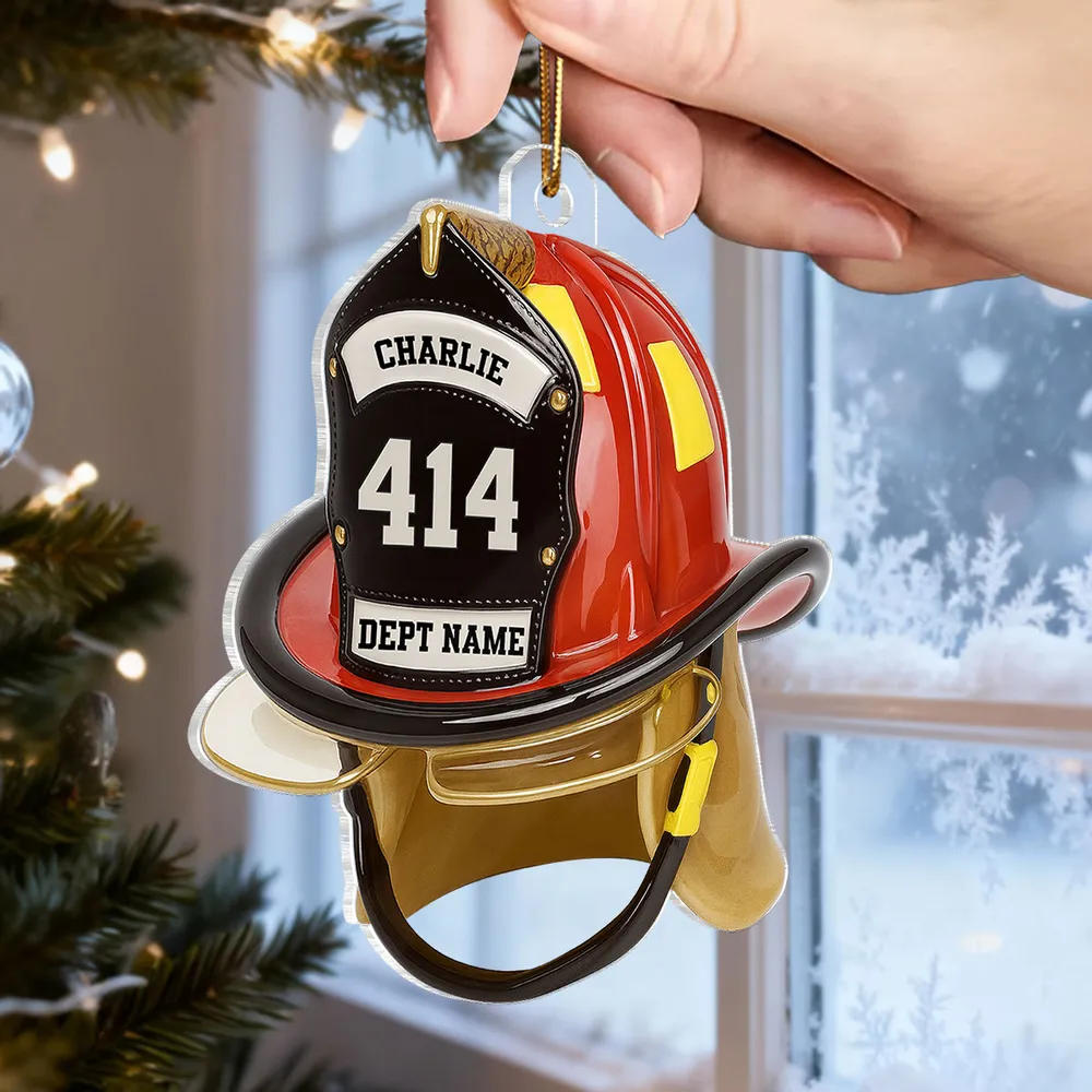 Personalized Firefighter Helmet Ornament – Custom Tribute Gift for Heroes & Families, Acrylic Christmas Decoration - Image 6