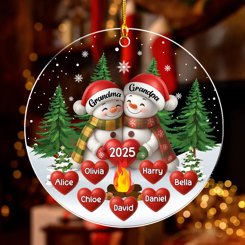 Acrylic Ornament for Grandparents β Cozy Snowman Design with Clear Print and Textured Finish, a Perfect Christmas Gift for Family Love - Image 4