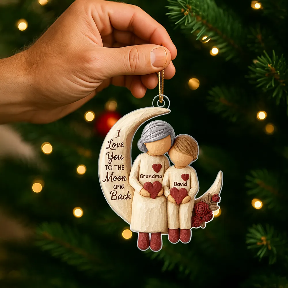 Grandma Grandkids on Moon - Personalized Acrylic Ornament - Heartfelt Christmas Gift for Grandma, Grandkids - Image 5