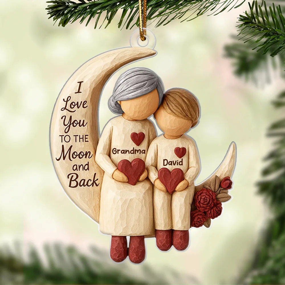 Grandma Grandkids on Moon - Personalized Acrylic Ornament - Heartfelt Christmas Gift for Grandma, Grandkids - Image 7