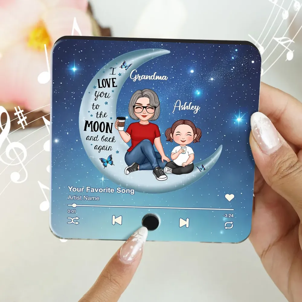 I Love You to the Moon Acrylic Music Magnet – A Heartfelt Gift for Grandma with Clear Print & Lasting Charm - Image 2