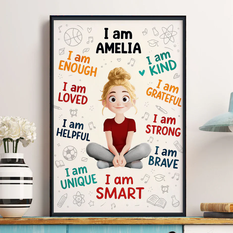 Custom Kids Affirmation Poster | Cute Inspirational Canvas Art to Build Confidence & Gratitude | Thoughtful Gift for Kids - Image 2