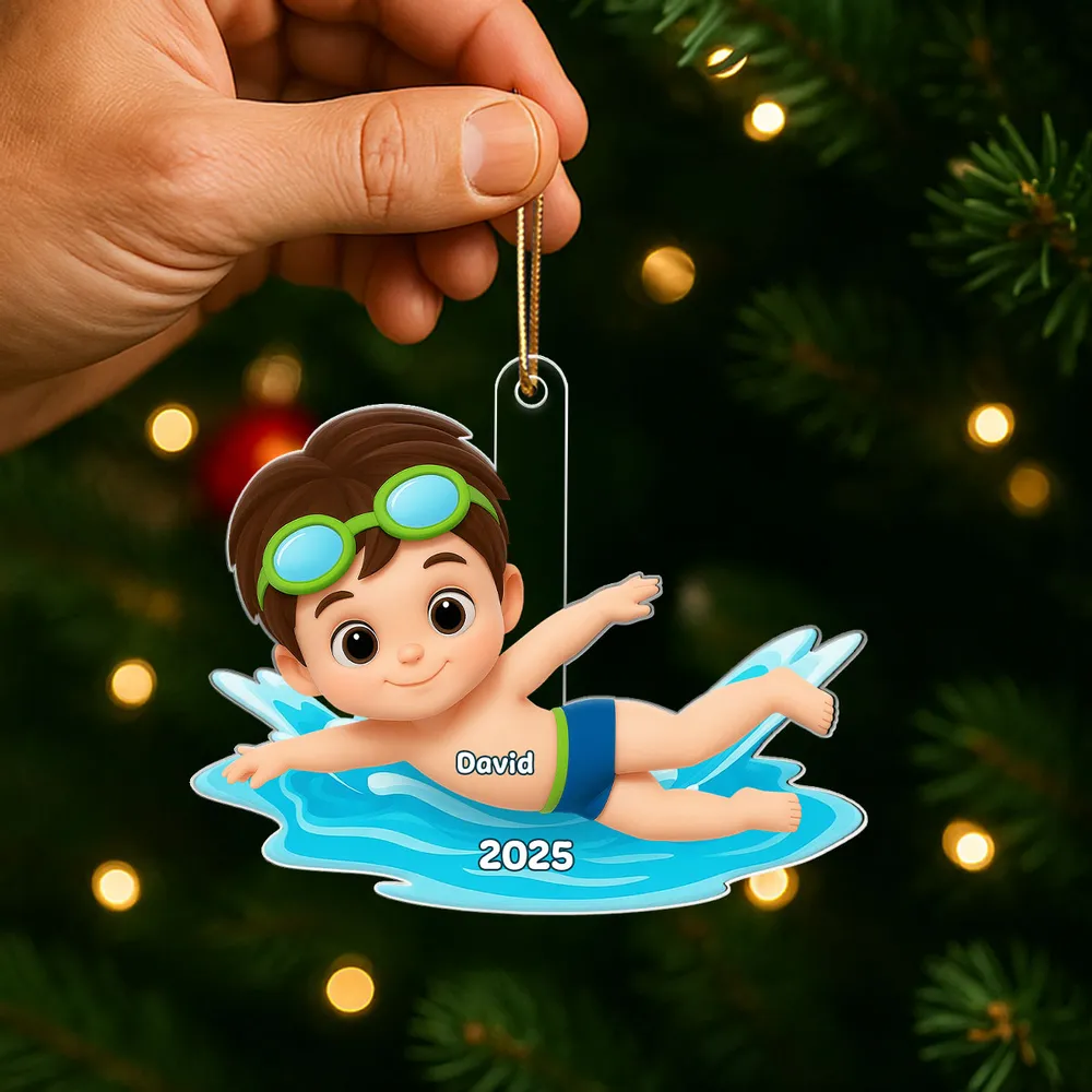 Cartoon Swimmer Acrylic Ornament | Custom Kid Design | Playful Pose, Perfect Gift for Children's Day or Birthday - Image 3