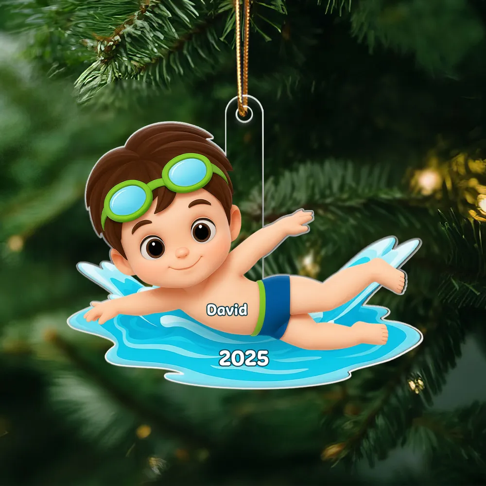 Cartoon Swimmer Acrylic Ornament | Custom Kid Design | Playful Pose, Perfect Gift for Children's Day or Birthday - Image 5
