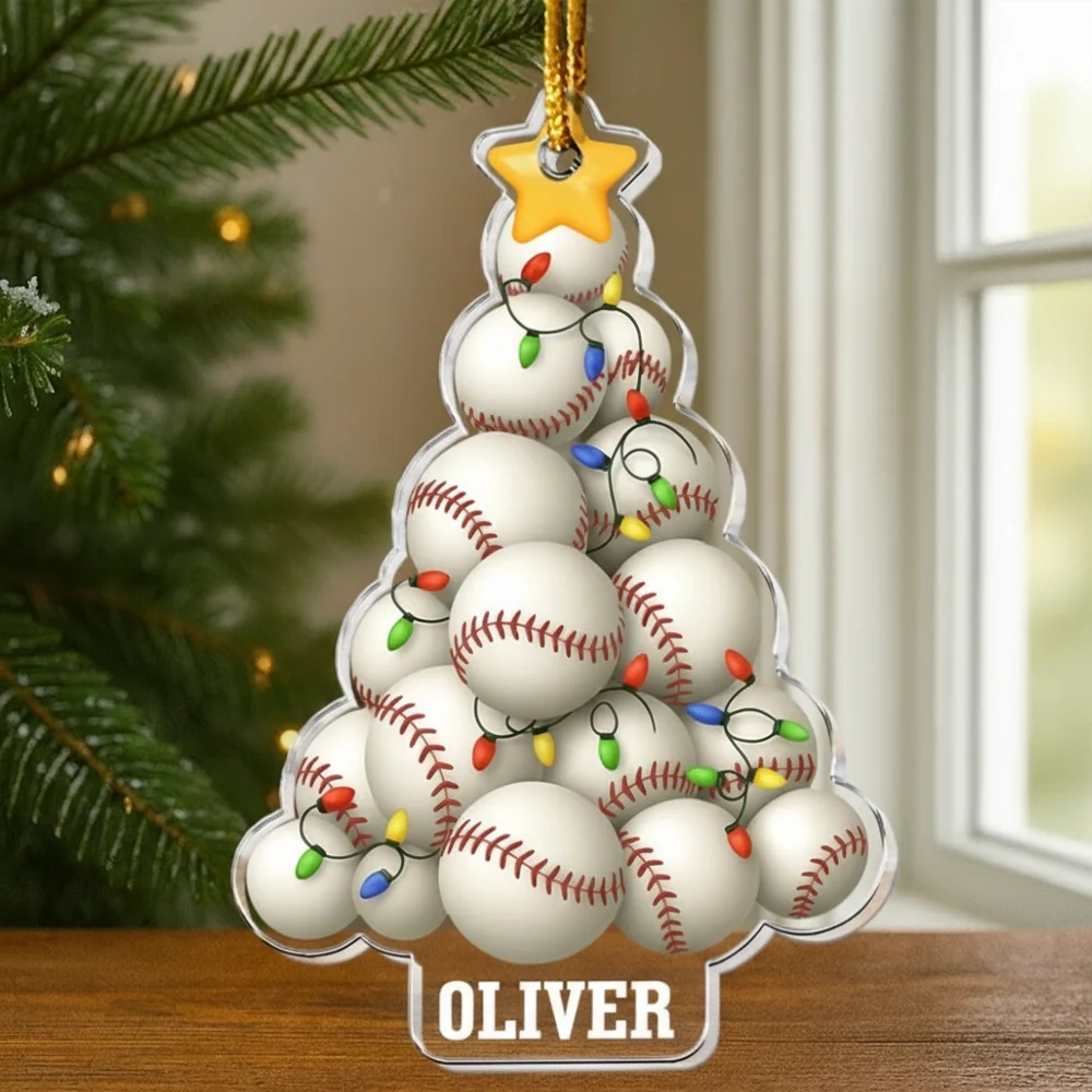 Baseball Tree Acrylic Ornament β Festive Sports Gift for Baseball Fans & Players