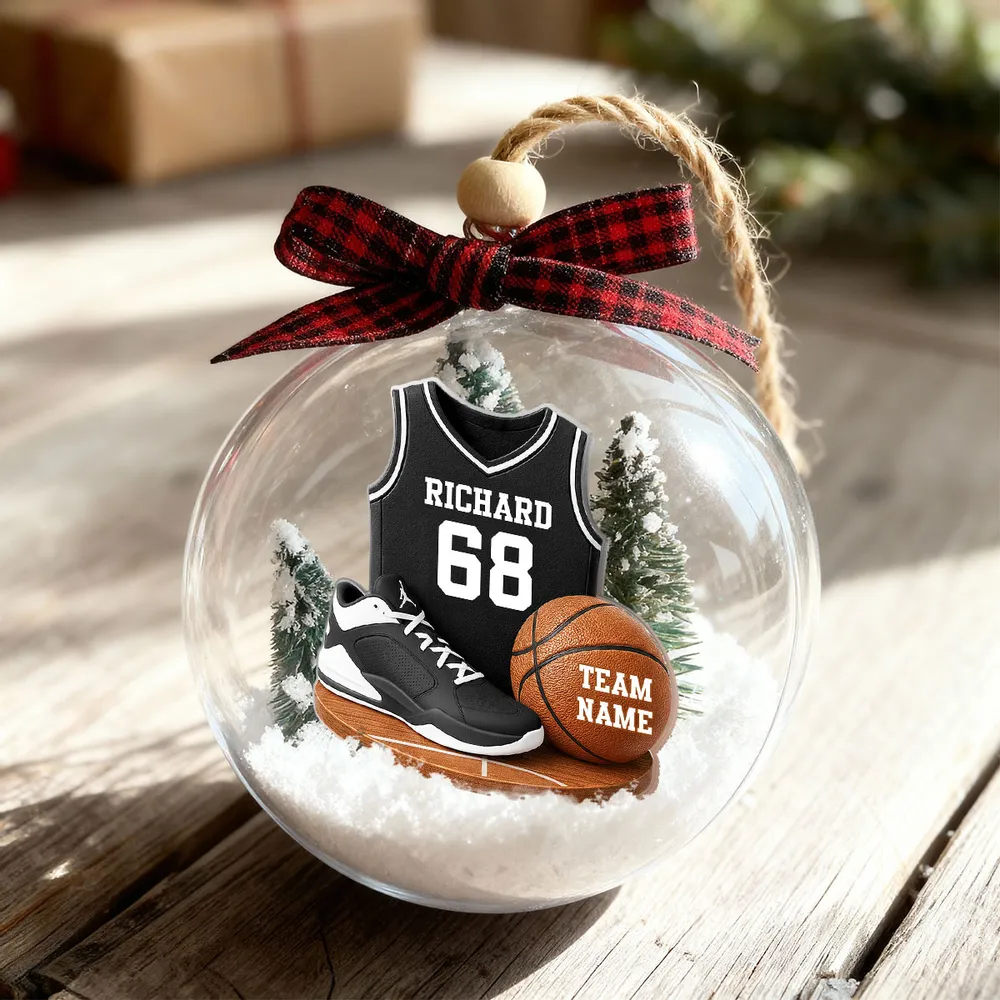 Snow Globe Ornament for Basketball Lovers, Custom Jersey Mini Scene, Unique Christmas Gift for Son or Boyfriend - Image 7