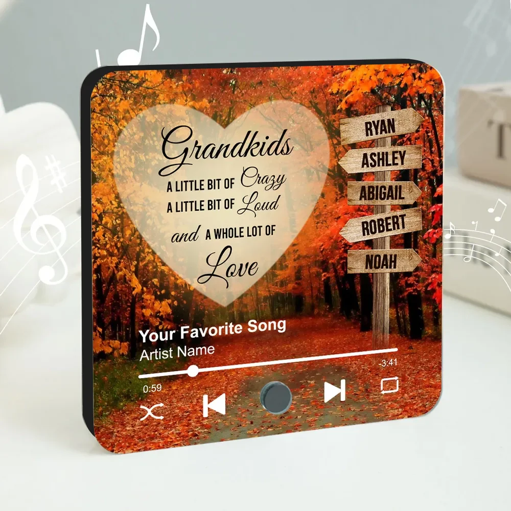 Acrylic Music Magnet with Autumn Forest Design, Grandkids Theme, Clear Print, Perfect Gift for Grandparents - Image 2