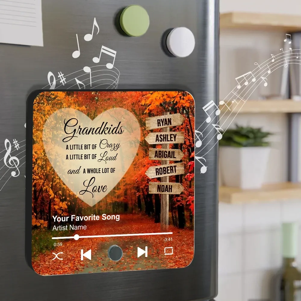 Acrylic Music Magnet with Autumn Forest Design, Grandkids Theme, Clear Print, Perfect Gift for Grandparents - Image 7