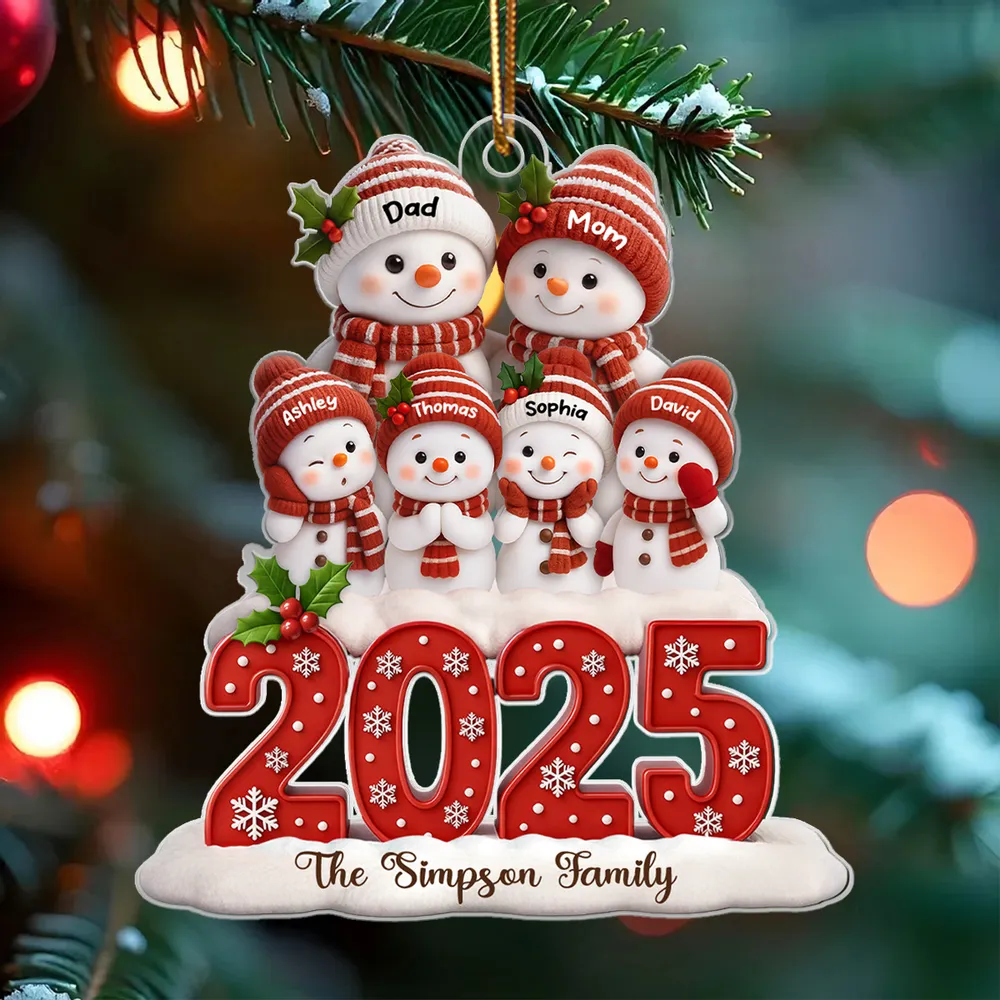 Festive Snowman Family Acrylic Ornament, Customizable Christmas Tree Keepsake, Warm Home Decor, Creative Gift for Family - Image 2