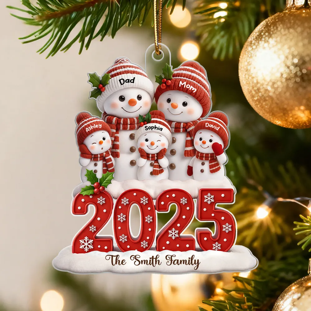 Festive Snowman Family Acrylic Ornament, Customizable Christmas Tree Keepsake, Warm Home Decor, Creative Gift for Family - Image 3