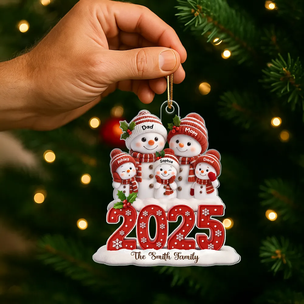 Festive Snowman Family Acrylic Ornament, Customizable Christmas Tree Keepsake, Warm Home Decor, Creative Gift for Family - Image 5