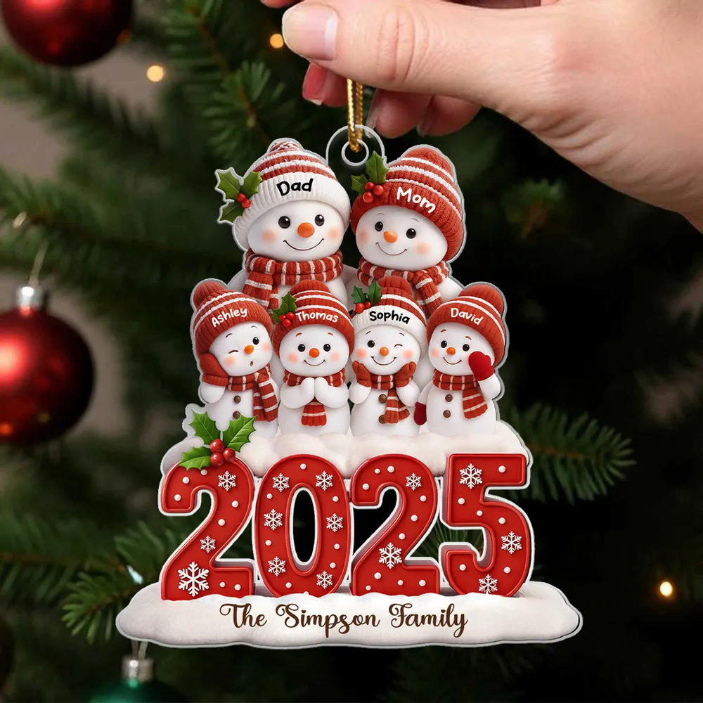 Festive Snowman Family Acrylic Ornament, Customizable Christmas Tree Keepsake, Warm Home Decor, Creative Gift for Family - Image 7