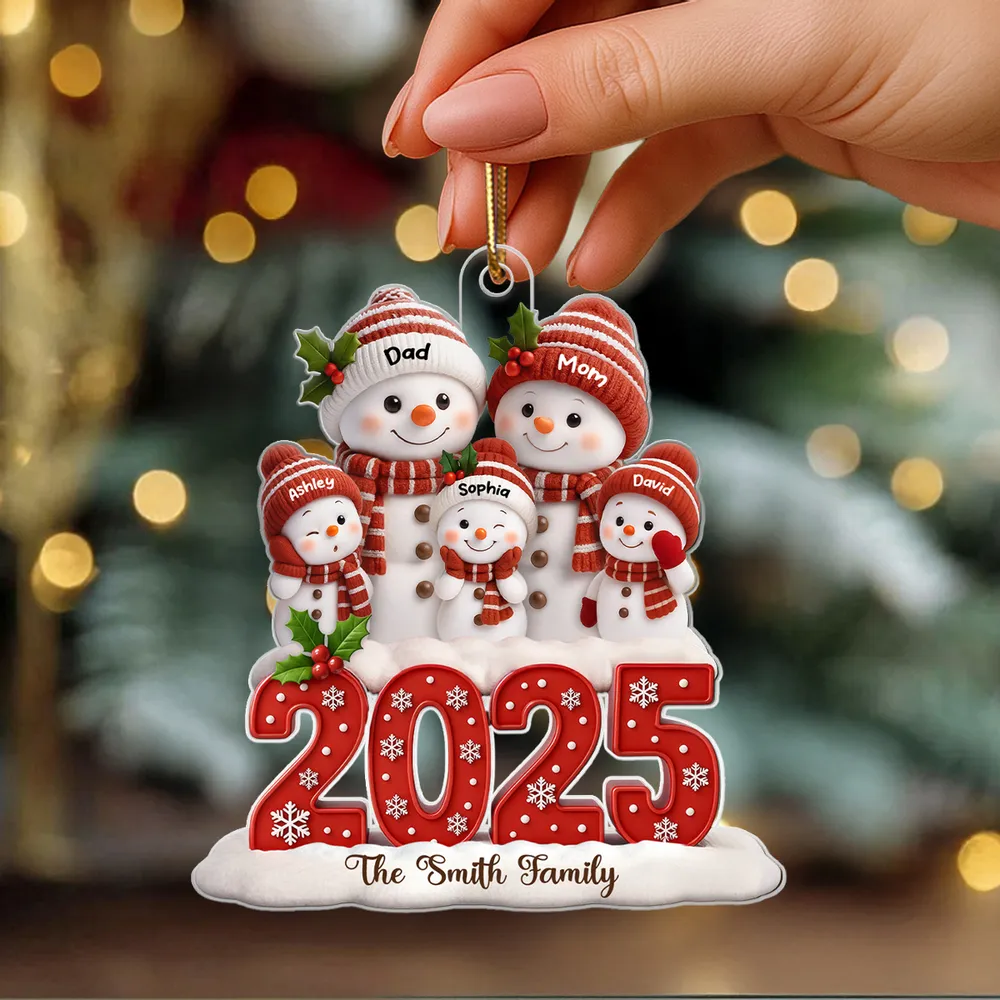Festive Snowman Family Acrylic Ornament, Customizable Christmas Tree Keepsake, Warm Home Decor, Creative Gift for Family - Image 8