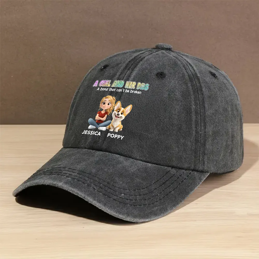 Denim Baseball Cap, Vintage Washed, Custom Pet Graphic, Casual Sun Shield, Unique Gift for Dog & Cat Moms - Image 13