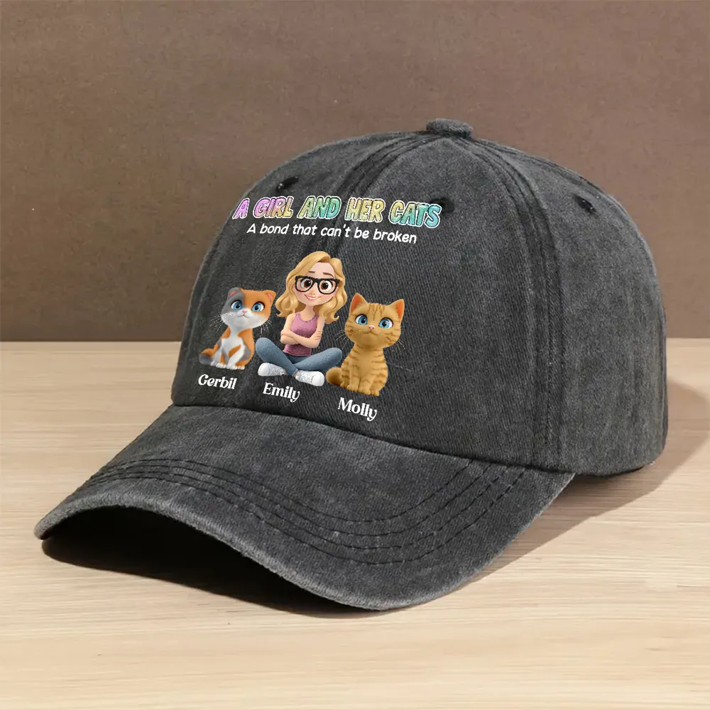 Denim Baseball Cap, Vintage Washed, Custom Pet Graphic, Casual Sun Shield, Unique Gift for Dog & Cat Moms - Image 8