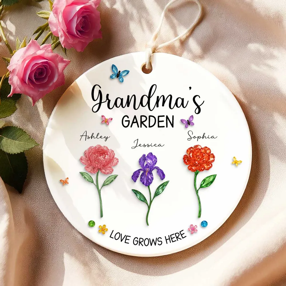 Grandma’s Garden Ceramic Ornament — Love Grows Here, a Beautiful Gift Full of Blooming Memories