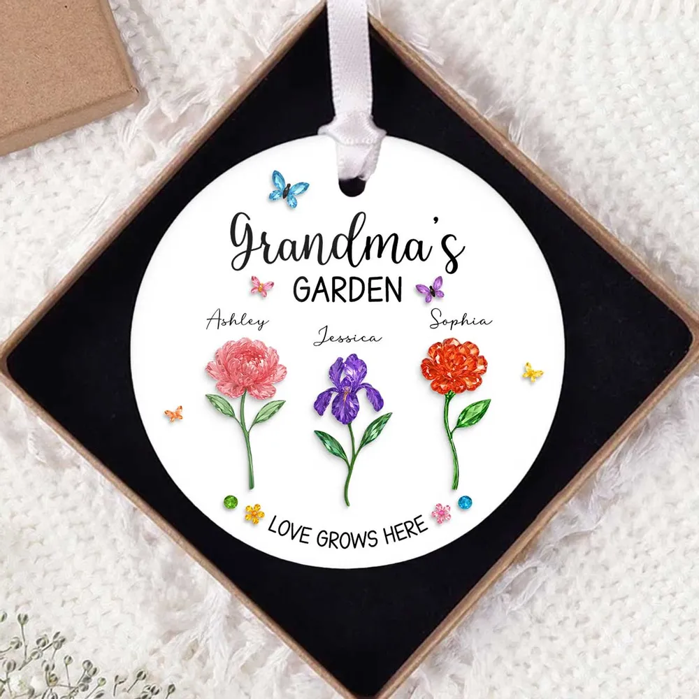 Grandma’s Garden Ceramic Ornament — Love Grows Here, a Beautiful Gift Full of Blooming Memories - Image 2