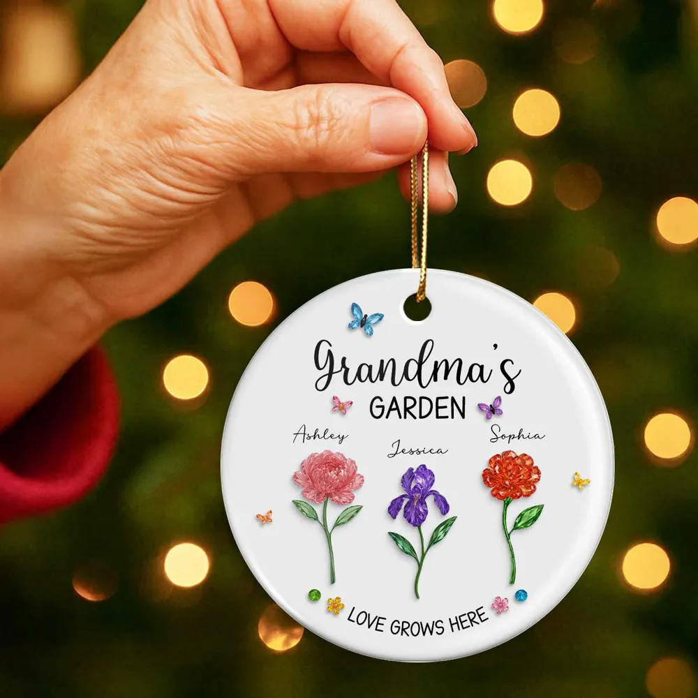 Grandma’s Garden Ceramic Ornament — Love Grows Here, a Beautiful Gift Full of Blooming Memories - Image 3