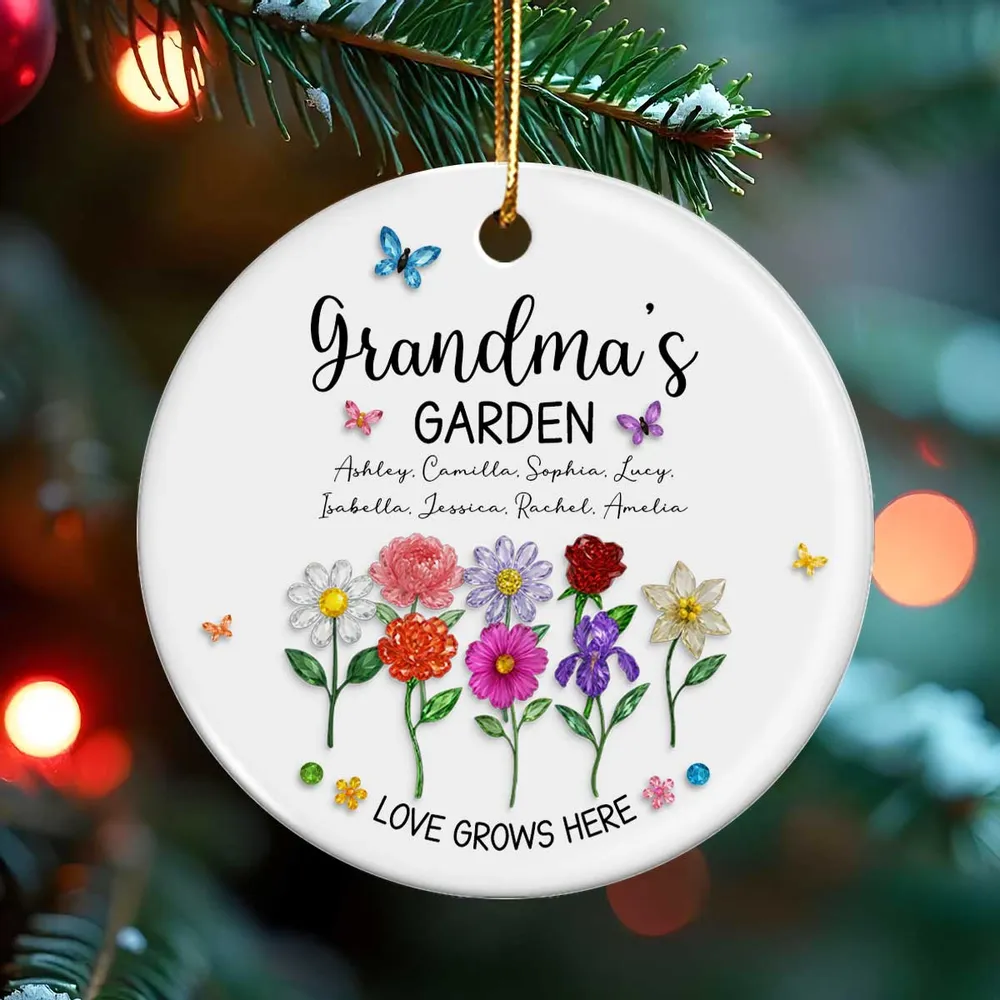 Grandma’s Garden Ceramic Ornament — Love Grows Here, a Beautiful Gift Full of Blooming Memories - Image 5