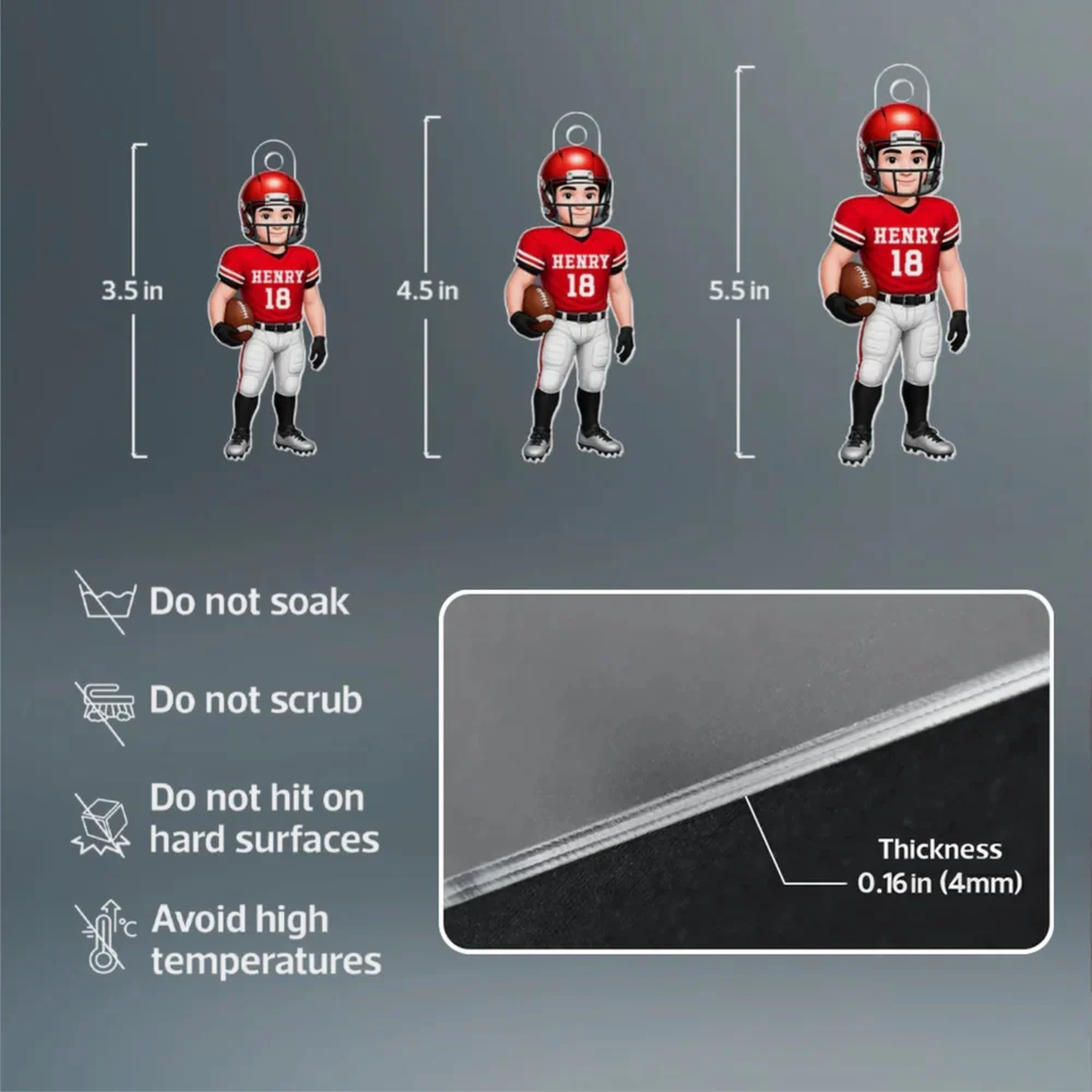 Personalized Football Player Acrylic Ornament, High-Quality Print, Gift-Ready Keepsake for Athletes - Image 4
