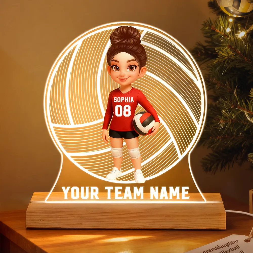 Custom Volleyball LED Light Plaque – Personalized LED Lamp, Perfect Gift for Teammates or Sports Lovers - Image 2