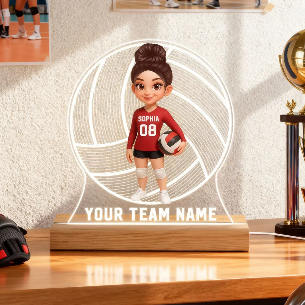 Custom Volleyball LED Light Plaque – Personalized LED Lamp, Perfect Gift for Teammates or Sports Lovers - Image 3