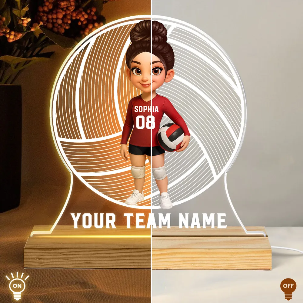 Custom Volleyball LED Light Plaque – Personalized LED Lamp, Perfect Gift for Teammates or Sports Lovers - Image 4